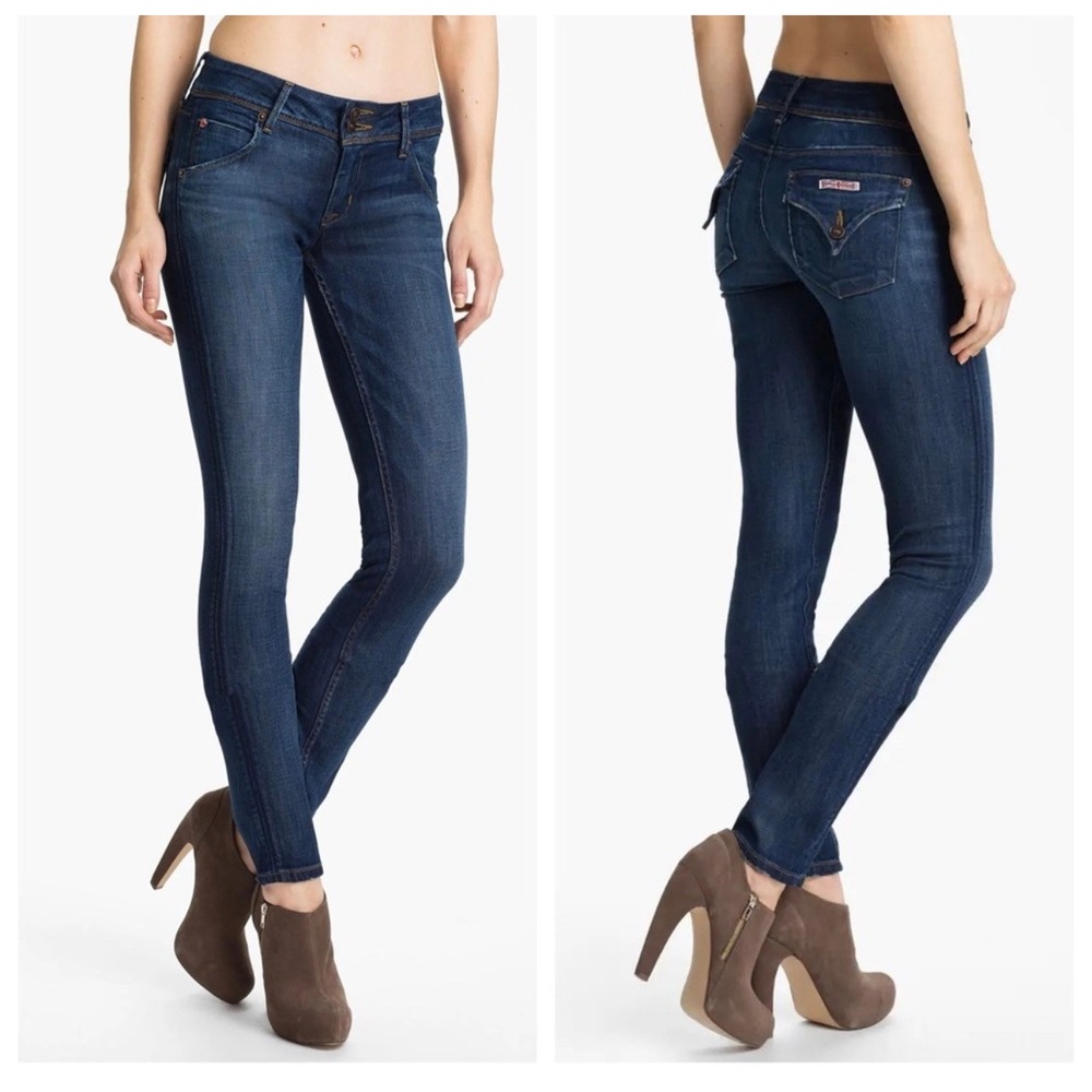 Hudson Collin Midrise Skinny Jeans Dark Wash Flap Pocket Size‎ 27 Stretch Preppy